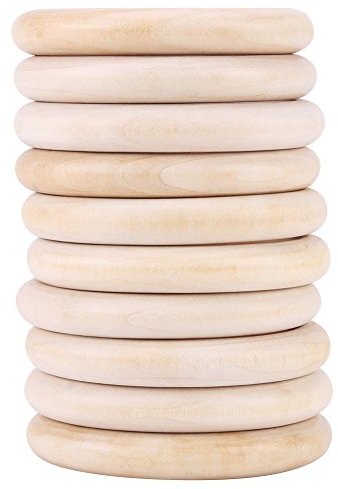 Qiilu 10pcs bébé anneau de dentition, bracelet en bois jouet en bois naturel jouet de dentition infantile bricolage artisanat