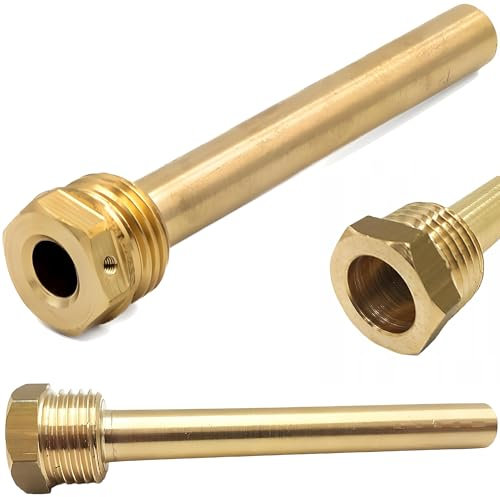 Messing-Gewindefitting Tauchhülse für Temperatursensor 1/2 9 mm Innen Messing 50 mm