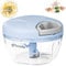 Hachoir Oignon Manuel, Presse Ail 520ML de 3-Lames, Pour Oignon Salade,Pesto, Persil, Saucisson/Machine à Couper Noix, Vanille, Aliments pour Bébés (Blue)