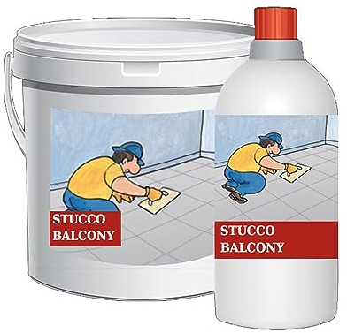 Mortero Impermeable Stucco Balcony bicomponente (4 kg + 1 kg) - Impermeabilizante para rejuntado y sellado de baldosa y rellenado de grietas - Azichem