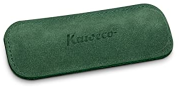 Kaweco Eco 2er Velours-Leder Etui Green I Stifte Etui passend für die Sport Serie I Schreibetui aus echtem Leder mit schöner Prägung I schicke & Klassische Stifttasche I Stiftetui 12 x 4,6 cm