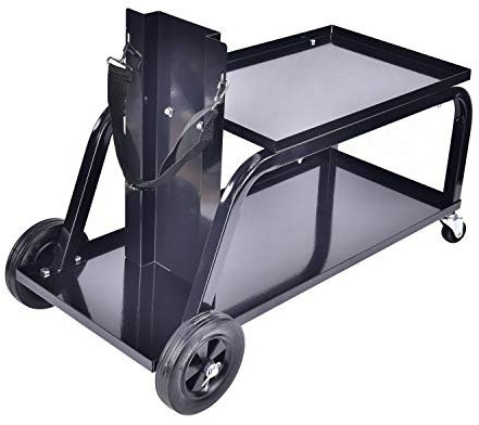 Universal MIG Welding Cart, Rolling Welding Cart with Wheels for TIG MIG Welder, 110Lbs Capacity,Black