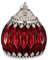Orientalische Glaslaterne mit Lichterkette zum Aufhängen Ø 12.5 cm rot - Deko Laterne mit LED Beleuchtung