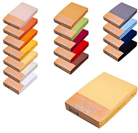 AVANTGARDE Premium SPANNBETTLAKEN √ 180x200cm - 200x220cm √ hoher 40cm Steg √ auch für Wasserbetten und Boxspringbetten √ Spannbettlaken sehr Gute 195g/m² √ 97% Baumwolle / 3% Elastan √ (hellgelb)