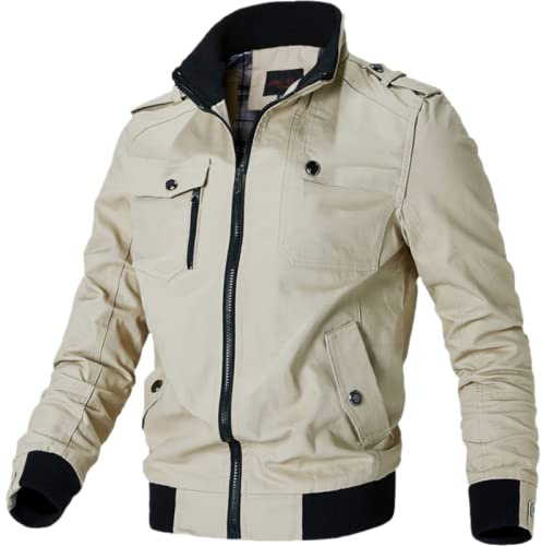 Qinvern Herren Einfache einfarbige Spleißjacke Bequeme Lässige Alltags-Vielseitige Stehkragen-Langarm-Jacke