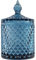 Sizikato Bocal à bonbons en verre à facettes avec couvercle - Bleu - 532 ml - Bocal décoratif - Pot à noix - Pot de rangement pour fruits secs