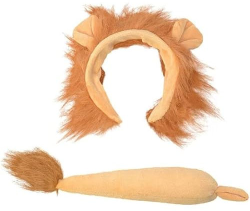 jokeshop Ensemble de lion (serre-tête avec oreilles, crinière et queue) pour adultes - Accessoire pour la journée mondiale du livre - Accessoire Simba