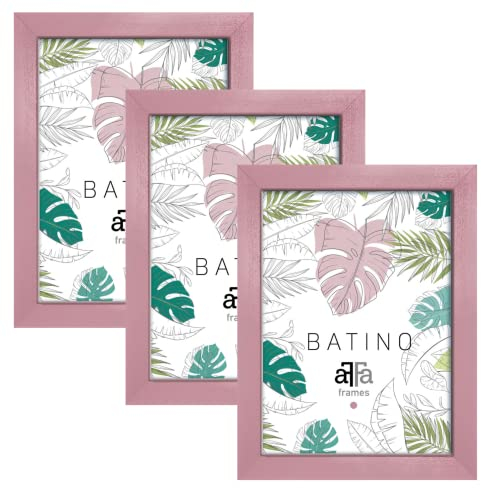 aFFa frames, Batino, Lot de 3 Cadre photo en bois, Light, Rectangle, avec vitre acrylique, dos HDF, Pink, A4, 21x29,7 cm