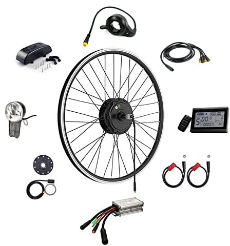 windmeile | E-Bike Umbausatz, Nabenmotor Hinterrad, Schwarz, Waterproof, 26', 48V/500W, Controller, Daumengas, Display, Lichter, Bremssensor, Pedalsensor, Controller-Box, E-Bike, Pedelec