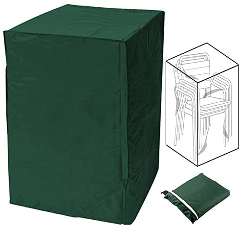 AYGCI Abdeckung für Stapelstühle Schutzhülle für Gartenstühle Stuhlabdeckung Garten Abdeckhaube 210D Oxford Wasserdicht Abdeckplane für Stapelstuhl Schutzhülle Gartenstuhl grün,68x68x120cm