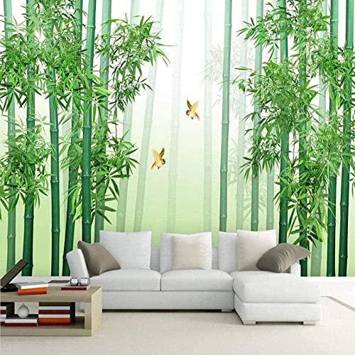 Stickers Muraux 3D Plante De Bambou Vert Paysage De Forêt De Bambous Fond Chambre Autocollant Mural Décalcomanie Décor À La Maison Art Mural Papier Peint Peler Et Coller Amovible Salo 200(L)x150(H) cm