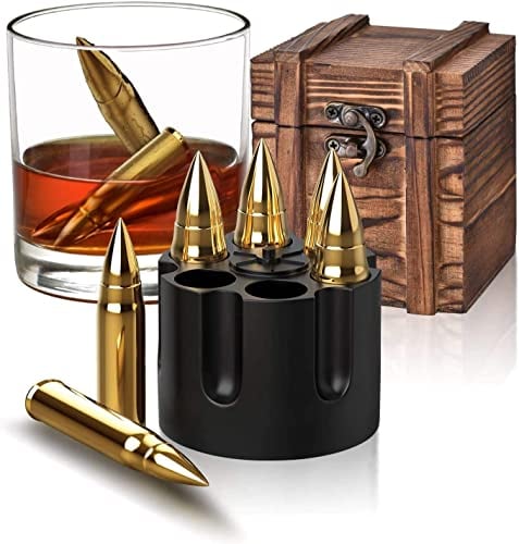 Whiskey Gift Sets for Men, Jack Daniels Presents for Men, Unusual for Dad Daddy Grandad Grandpa Him, Cool Gadgets for Husband, Stainless Steel Bullet Whisky Chilling Rocks