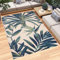 TAPISO Patio Teppich Outdoor Indoor Beige Blau Creme Blätter UV-Beständig Strapazierfähig Flachgewebe Wohnzimmer Terrasse Küche ÖKO-TEX 200 x 300 cm