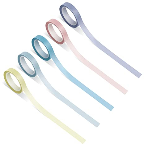 5 Rollen Highlighter Tape, Abnehmbares Neon Fluoreszenz Klebeband, Transparenter Markierungsaufkleber Farbiges Klebeband für Schüler Lehrer Markierungsbücher Lesen, Zuhause (6mmx5m,Burly woodcolor)