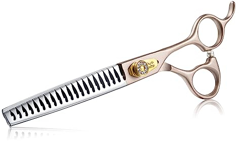 JASON Profi Hundeschere - 7 Zoll 21 Zähne Chunker Schere Effilierschere für Hunde aus japanischem 440C-Edelstahl Fellschere für Hunde mit ergonomishcen Griff, Roségold