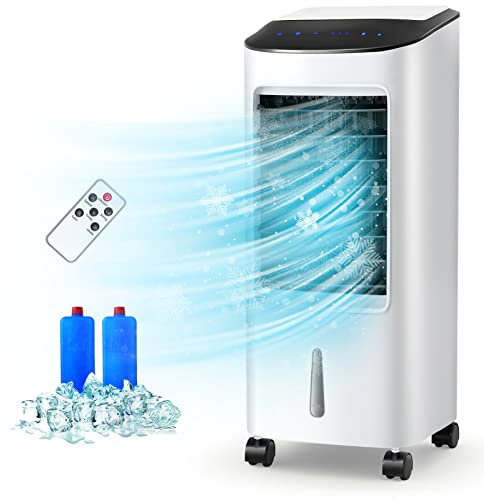 GiantexUK 7L Evaporative Air Cooler, 65W Portable Air Conditioner Humidifier Cooling Fan with 3 Modes, 3 Speeds, Oscillation, 7.5H Timer, LED Display & Remote Control, Mobile Air Coolers for Home