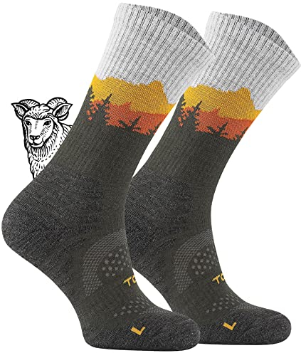 TODO BP LIGHT Dünn Merino Wandersocken für Herren, Damen,Trekking-Socken, Atmungsaktiv, 55% Merinowolle Blend Funktionssocken, Outdoor (Falcon Khaki, 43-46)