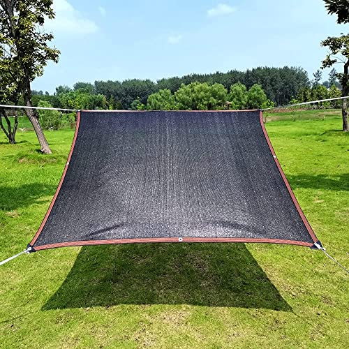 Sonnensegel, 6 m x 8 m, Sonnensegel, 90% Sonnenschutz-Mesh, verklebter Rand mit Aluminiumösen, einfacher aufzuhängen, UV-beständiges Sonnensegel, schwarzes Netz für Terrasse, Rasen, Mesh-Netze, Sonn
