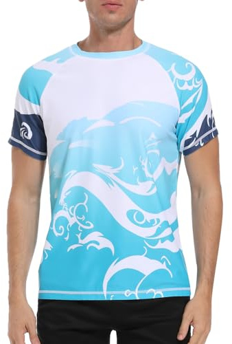 VAYAGER Herren-Badeshirts Rash Guard UPF 50+ Kurzarm, schnell trocknend, lockere Passform, Wassersurf-Shirt