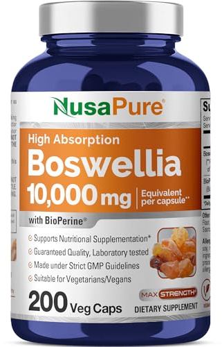 NusaPure Boswellia Serrata, 500 mg, 200 Veg Capsules (Non-GMO, Vegan)