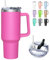 HNCY Thermobecher mit 2-in-1-Deckel 1180ML, Kaffeebecher to go Thermo, Trinkbecher mit Deckel und Strohhalm, Edelstahl Isolierbecher mit Griff, Tumbler Cup für Kalte Heiße Getränke Thermo Becher