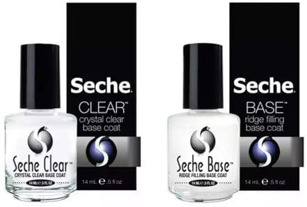 Seche Clear Unterlack-Set: Profi Crystal Clear Base Coat & Furchenfüllender Nagellack, Stärkung & Schutz für gesunde Nägel, 14 ml x 2