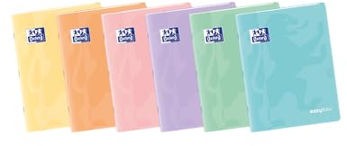 Oxford, Hefte, A4, kariert, 4 x 4, Kunststoffdeckel, 48 Blatt, Packung mit 10 Notizbüchern, Pastellfarben