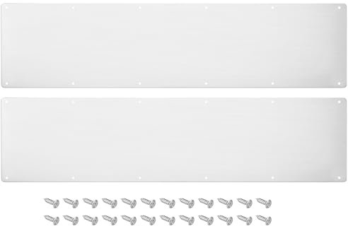 sourcing map 2pcs Door Kick Plate, 8 x 34 Inches Aluminum Kick Plate Door Plate, 2 MM Thickness, for Exterior Front Door or Back Door, Silver