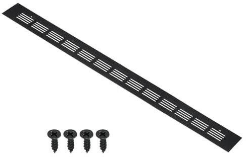 PATIKIL Grille de Ventilation Rectangulaire de 20 x 2 Pouces, Couvercle D'Aération en Maille D'Aluminium avec Vis de Fixation pour Armoire, Porte de Placard, Noir
