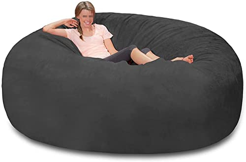 Riesiger Sitzsack-Bezug für Erwachsene, 2,1 m, Sitzsack-Stuhl, (ohne Füllung), langlebig, bequem, Sitzsack aus Wildleder, Sofas, Wohnzimmer, Schlafsofa, große Sitzsäcke für Erwachsene, Grau (Farbe: