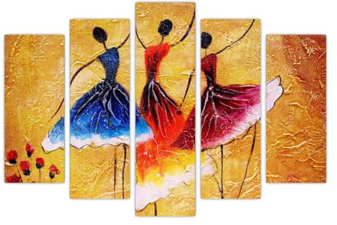 AREDE 5er Set Wandkunst Gemälde Bild Poster Spanische Tänzer | 120 x 80 cm | Wandbilder Wanddekoration Home Office Wohnzimmer Schlafzimmer Dekoration | Fertig zum Aufhängen