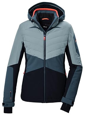 killtec Damen Skijacke/Funktionsjacke mit abzippbarer Kapuze und Schneefang KSW 34 WMN SKI JCKT, hell eisblau, 44, 41967-000