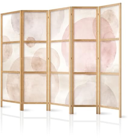 murando - Paravent Innen Raumteiler Holz Abstrakt 225x172 cm 5-teilig Japanische Trennwand Raumtrenner Room Divider Mobiler Sichtschutz Spanische Wand Raum Abtrennung Botanik Natur a-A-10251-bh-b