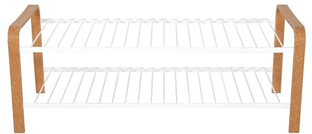 LM 391 Schuhregal aus Öko-Holz, ideal für Eingangsbereiche, Flur,Schrank und Platzsparende Aufbewahrungs- für Schuhregale - (2 Ebenen, Holz-weiß)