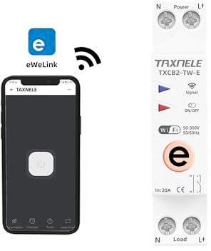 Ewelink WiFi Smart disyuntor Switch Time Relay Temporizador 1P + n 10a 16a 202a 25a 32a 40a 63a 110v 220V Control de Voz Remoto inalámbrico(20A)