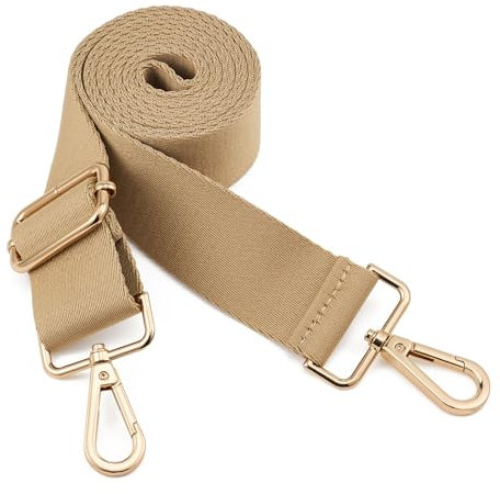 QIUTIMIY Schultergurt, Verstellbarer, Dicker, weicher, universeller, Rutschfester Ersatz-Komfortgurt mit Metall-Drehhaken für Umhängetasche/Messenger-Tasche(Khaki)