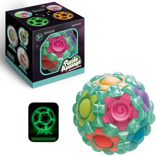 IQBrainPuzzles® Regenbogenball Spinner, Massageball, Spannendes Knobelspiel für Mädchen und Jungen ab 3 Jahren, Fidget Toy, Geschicklichkeitsspiel für Kinder und Erwachsene (Grün)