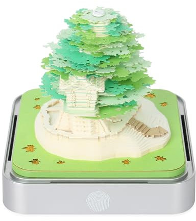 Toutrop 3D-Notizblöcke aus Papier, Schreibtischkalender, 2024-Kalender, Sakura-Baum, kreativer 3D-Notizblock, Artopad-Schnitzerei, Geschenk, Schreibtischdekoration, Künstler-Schreibtischkalender, Grün