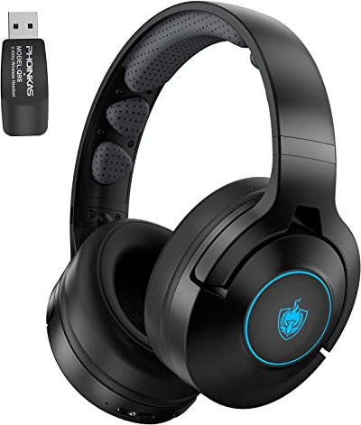 YOTMS Cuffie da gioco wireless per PS4, PS5, PC, switch - 2,4 GHz Wireless Gaming Cuffie con microfono rimovibile Cancelling del rumore, 7.1 Stereo Sound 3,5 mm Modalità cavo per Xbox Series - Nero