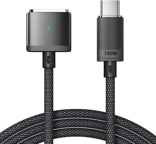 ALKEUR USB C to Mag-Safe 3 Cable 140 W PD Fast Charging Type C to Mag Safe 3 Charging Cable Compatible with MacBook Pro M1 2021/M2 2023 (14 inch/16 inch), MacBook Air M2 (13 inch/15 inch), M3