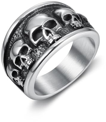 Hmsanase Ring Ringe Damen Bijouterie Herren Ring Punk Style Personality Skull Full Circle Neutral 8号 煮黑抛光(2货架右边货架)
