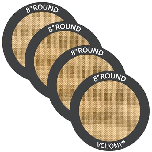 Silicone Baking Mats, Set of 4, Round dia 8 Inch, Non Stick, BPA Free, Baking Sheet Pan Liner for Cake,Pizza,Cookies,Macaron,Bread,Pastry,Toaster (Gray, Round-dia 8 inch)