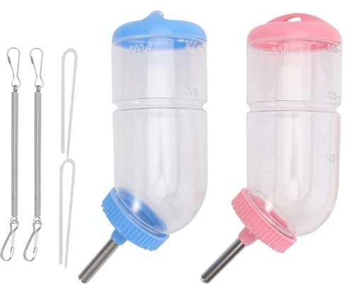 Toyvian 2Pcs Pet Water Bottle for Animals Rabbit Drinking Fountain with Design Leak Capacity for Hamsters Guinea Pigs and Gerbils Smooth Surface