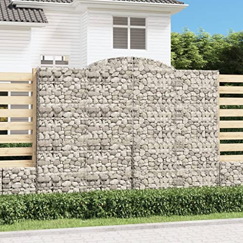 Teenpull Verzinkte Eisen Gabionenwand mit Hochbogen, 4 Stück, 300x50x220/240cm, robuste Steinkörbe für Garten, Landschaftsbau, Schallschutz, vielseitige Pflanzgefäße