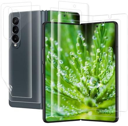 Carantee 2+2 Pack Flexible TPU Verre Trempé pour Samsung Galaxy Z Fold 5 5G Film, Anti Rayure Vitre Protection, Couverture 3D, Bubble Free, 0,15mm HD Sensibilité Z Fold 5 Protection écran+Film Arrière