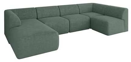 ALTDECOR Ecksofa in U-Form Corner Sofa Bett Eckcouch Couch L-Form Wohnlandschaft Cauchsofa MOVO 345x180x78 Grün