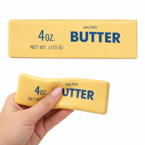 Squishy Butter Lot de 1, 2, 3 balles anti-stress Squeeze Toy XXL de 13 cm au design de morceau de beurre – Fidget Toy amusant, gadget de bureau pour adolescents et adultes – Article de farce (1)