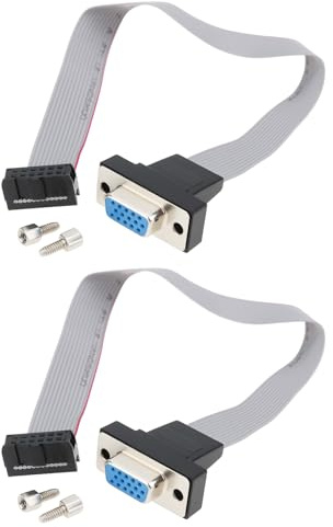 MechPort 2 Pack VGA HD15 Female to IDC 12 Pin Ribbon Cable 30 cm Panel Mount Compatible with Desktop PC Monitor Projector KVM Switch
