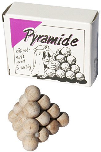 GICO Kugelpyramide 5-teilig - Mini Holz Puzzle Knobelspiel Geduldspiel Klassiker Minipuzzle