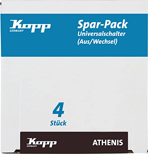 Kopp ATHENIS Universalschalter in Stahlfarben - 4 Stück - Lichtschalter-Unterputz mit 10AX Schaltvermögen - Hochwertiger IP20 Schalter ohne Rahmen - Moderner Wechselschalter-Unterputz 250V~